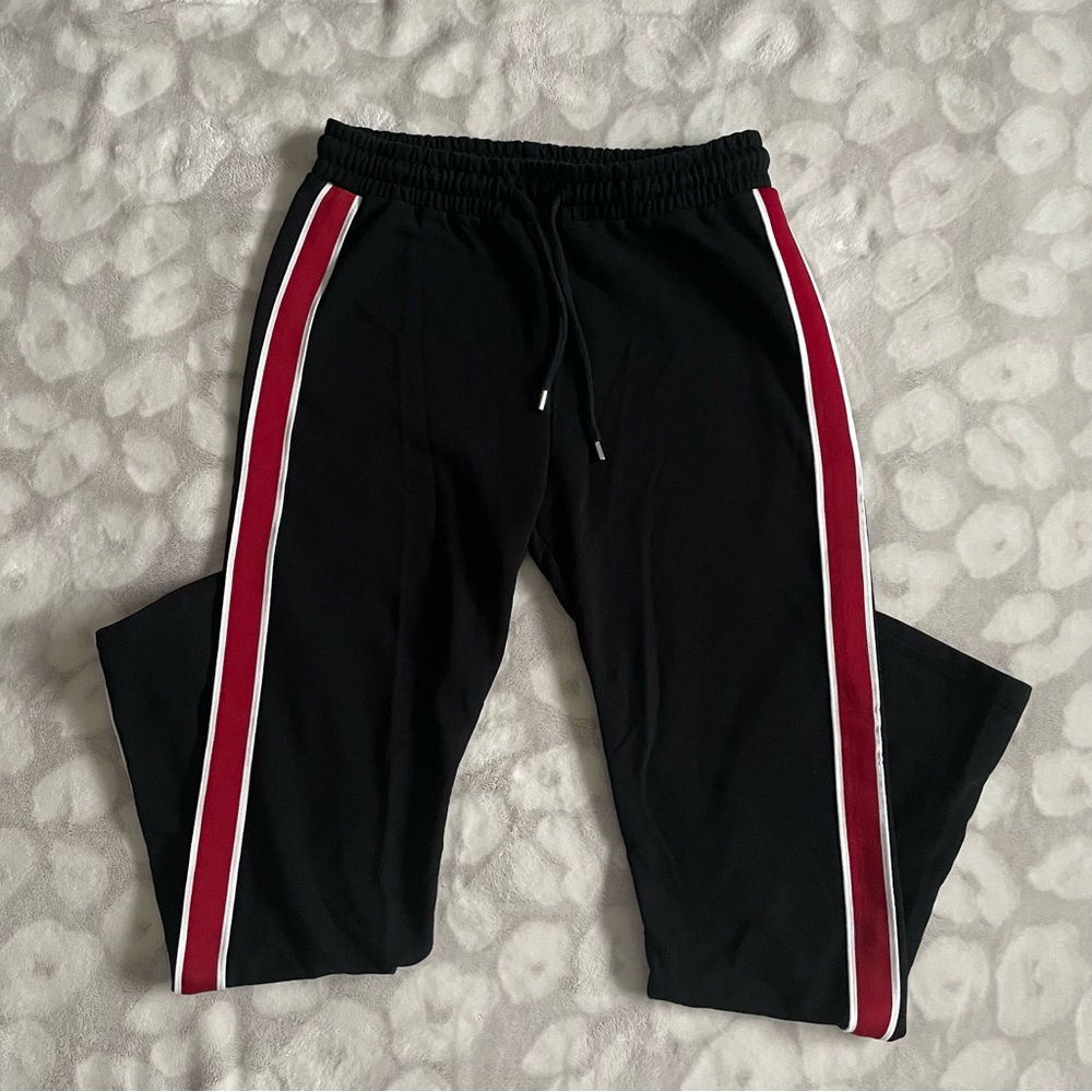 Zara Trafaluc Black Red Stripe Track Pants Size Medium